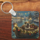 Bulldog Kerstfeest reis Sleutelhanger (Voorkant)