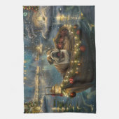 Bulldog Kerstfeest reis Theedoek (Verticaal)