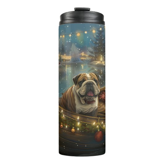 Bulldog Kerstfeest reis Thermosbeker (Voorkant)