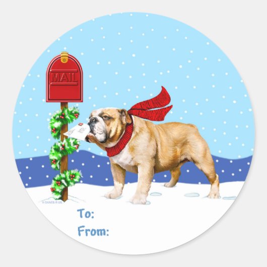 Bulldog kerstfeestay Mail Gift Labels (Voorkant)