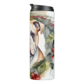 Bulldog Kerstkrans feestelijke pup Thermosbeker (Geroteerd rechts)