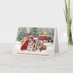 Bulldog kerstman en familie kerst Kaarten