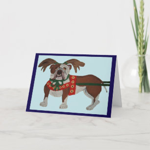 Bulldog Kerstman Rendieren Kaart