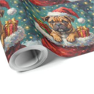 Bulldog Kerstman Zak Avontuur Cadeaupapier