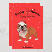 Bulldog Kerstmis Feestdagenkaart (Voorkant / Achterkant)