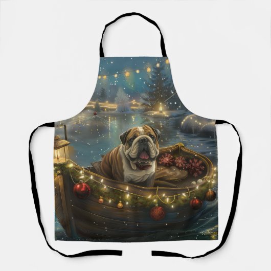 Bulldog Kerstmis Festive Reis Schort (Voorkant)