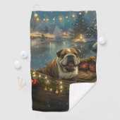 Bulldog Kerstmis Festive Voyage Golfhanddoek (Insitu)