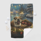 Bulldog Kerstmis Festive Voyage Golfhanddoek (Insitu)