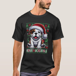 Bulldog Kerstmis Horrelijke Trui Grappige Hond Lie T-shirt