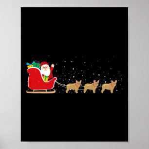 Bulldog Kerstmis Sleigh - Fun Bulldog Xmas Poster