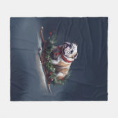 Bulldog Kerstmis sneeuw winter Fleece Deken (Voorkant (Horizontaal))