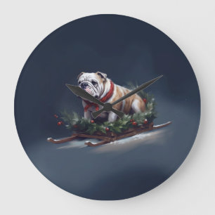 Bulldog Kerstmis sneeuw winter Grote Klok