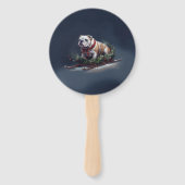 Bulldog Kerstmis sneeuw winter Handwaaier (Achterkant)