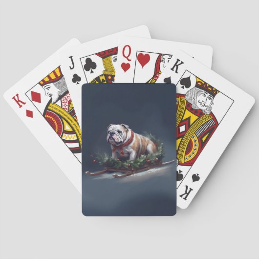 Bulldog Kerstmis sneeuw winter Pokerkaarten (Achterkant)