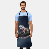 Bulldog Kerstmis sneeuw winter Schort (Gedragen)