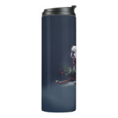 Bulldog Kerstmis sneeuw winter Thermosbeker (Gedraaid links)