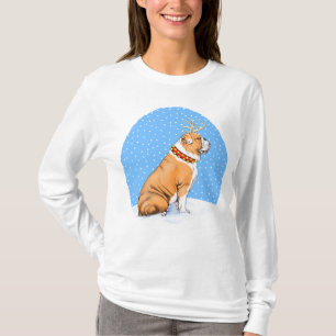 Bulldog Kerstrendier Rood en wit T-shirt