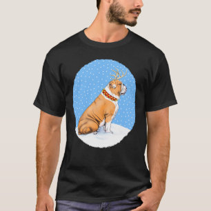 Bulldog Kerstrendier Rood en wit T-shirt