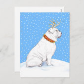 Bulldog Kerstrendierwit Feestdagenkaart (Voorkant / Achterkant)