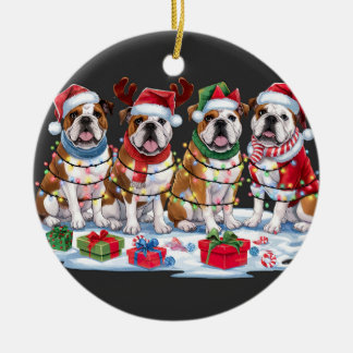 Bulldog kerstverlichting - Schattig ontwerp Keramisch Ornament