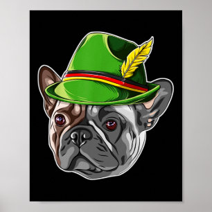 Bulldog Kinder Jongens Lederhosen Alpine Pet Poster