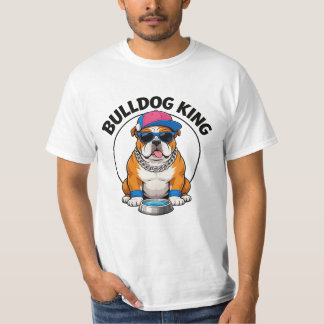 Bulldog King Cool Sunglasses Design T-shirt