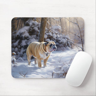Bulldog Laat het Sneeuwen Kerst Borstelige  Muismat