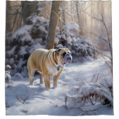 Bulldog Laat het sneeuwen Kerstmis geborsteld Douchegordijn (Voorkant)
