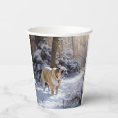 Bulldog Laat het sneeuwen Kerstmis geborsteld Papieren Bekers (Achterkant)