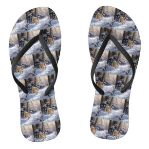 Bulldog Let It Snow Kerst Borstelend Teenslippers