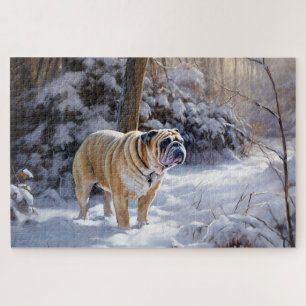 Bulldog Let It Snow Kerst Borsteltrui Legpuzzel