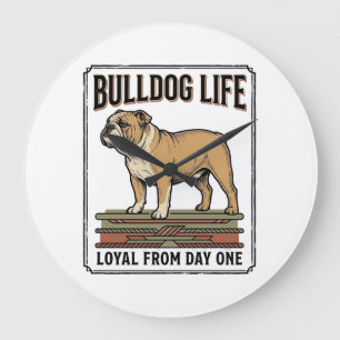 Bulldog Liefhebber Shirt Vintage Gegraveerde Hond Grote Klok