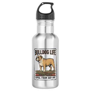 Bulldog Liefhebber Shirt Vintage Gegraveerde Hond  Waterfles