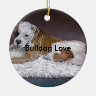 Bulldog Love. American Bulldog Painting Keramisch Ornament