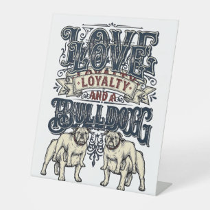 Bulldog Love Shirt Vintage Gravure Hond Quote Des Reclamebord Met Voetstuk