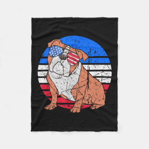 Bulldog Lover Sungles Patriottische Amerikaanse Vl Fleece Deken