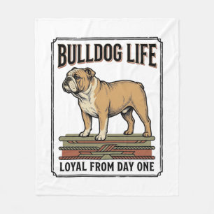 Bulldog Lover T-shirt Vintage Gegraveerde Honden K Fleece Deken