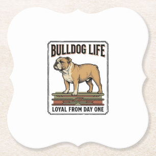 Bulldog Lover T-shirt Vintage Gegraveerde Honden K Kartonnen Onderzetters