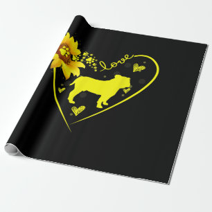 Bulldog Lovers   Love Bulldog Sunflower Hondenlief Cadeaupapier