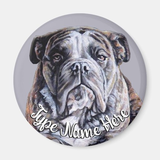 Bulldog Magnet personnalisé anglais Bulldog Cadeau (Devant)