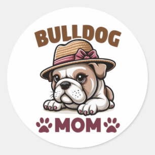 Bulldog mama ronde sticker