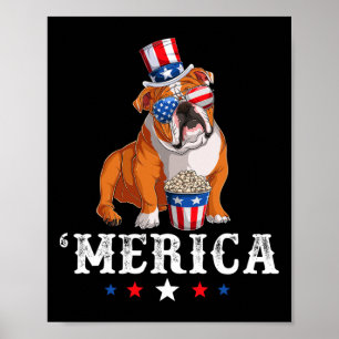 Bulldog Mannen Vrouwen Amerikaanse vlag Engelse bu Poster