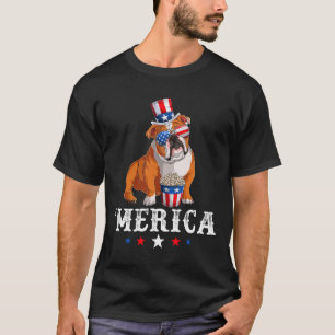 Bulldog Mannen Vrouwen Amerikaanse vlag Engelse bu T-shirt