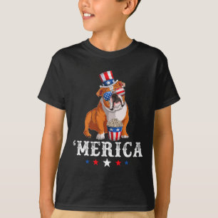 Bulldog Mannen Vrouwen Amerikaanse vlag Engelse bu T-shirt
