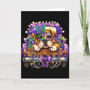 Bulldog Mardi Gras Truck Nola Schattige Kinderen J Kaart