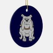 Bulldog Mascot op Blue Keramisch Ornament (Rechts)