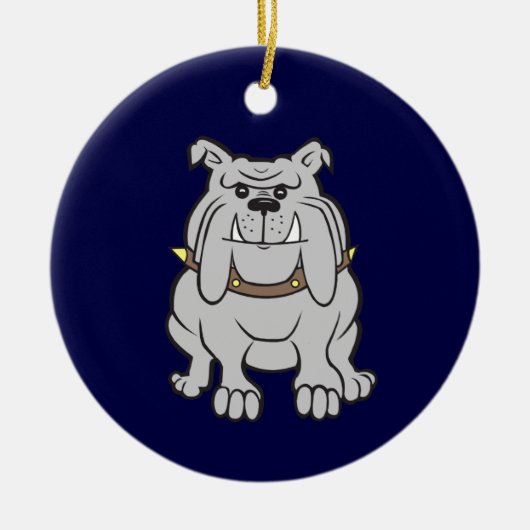 Bulldog Mascot op Blue Keramisch Ornament (Voorkant)