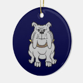 Bulldog Mascot op Blue Keramisch Ornament (Links)