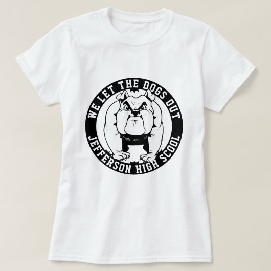 Bulldog mascotte atleet We laten de honden uit sch T-shirt (Design voorkant)