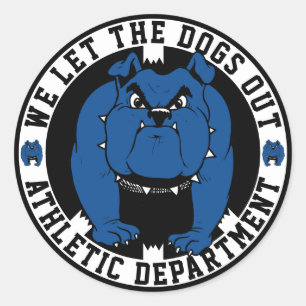 Bulldog Mascotte Atletiek Afd. We Laten De Honden  Ronde Sticker